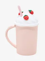 Strawberry Whipped Cream Mug With Straw