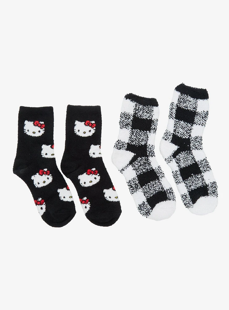 Hello Kitty Gingham Fuzzy Socks 2 Pair