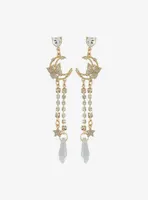 Cosmic Aura Butterfly Moon Crystal Drop Earrings