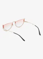 Pink Rhinestone Half Frame Sunglasses