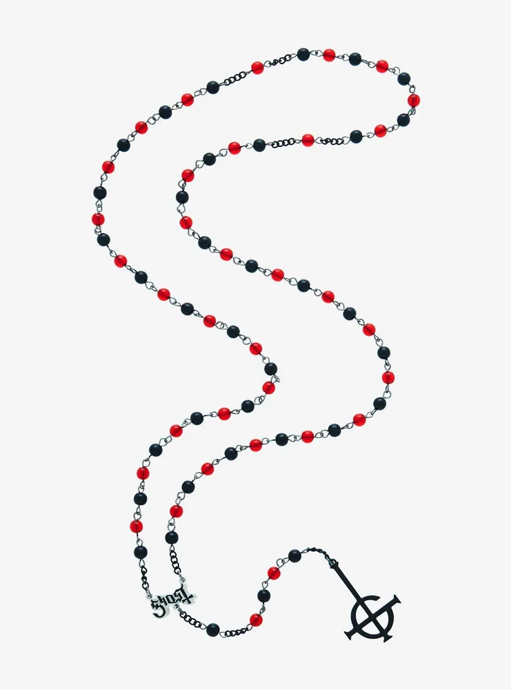 Ghost Grucifix Rosary Necklace