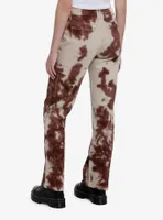 Social Collison Brown Tie-Dye Straight Leg Pants