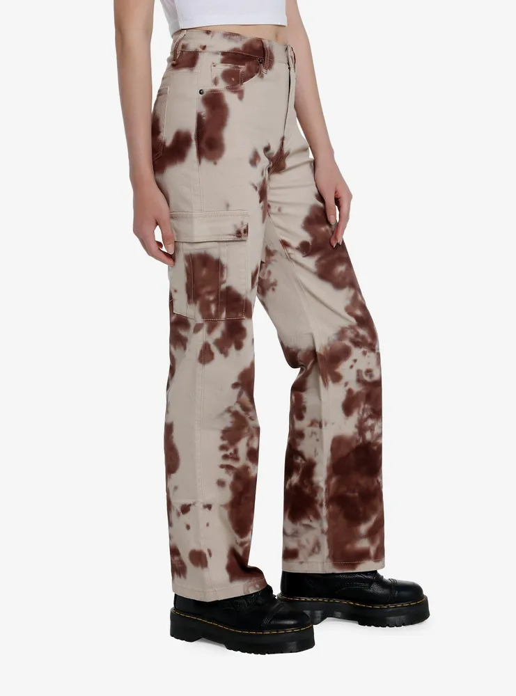 Social Collison Brown Tie-Dye Straight Leg Pants