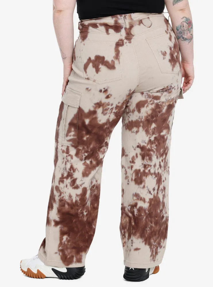 Social Collison Brown Tie-Dye Straight Leg Pants Plus