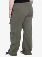 Green Wide Leg Cargo Pants Plus Size