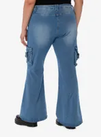 Indigo Multi-Pocket Denim Flare Jeans Plus