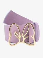 Disney Minnie Mouse Gold Bow Buckle Lilac Vegan Leather Belt