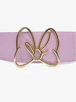 Disney Minnie Mouse Gold Bow Buckle Lilac Vegan Leather Belt