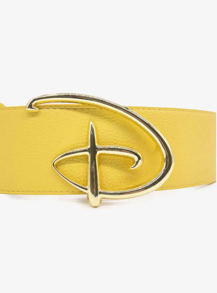 Disney Signature D Logo Gold Buckle Yellow Vegan Leather Belt