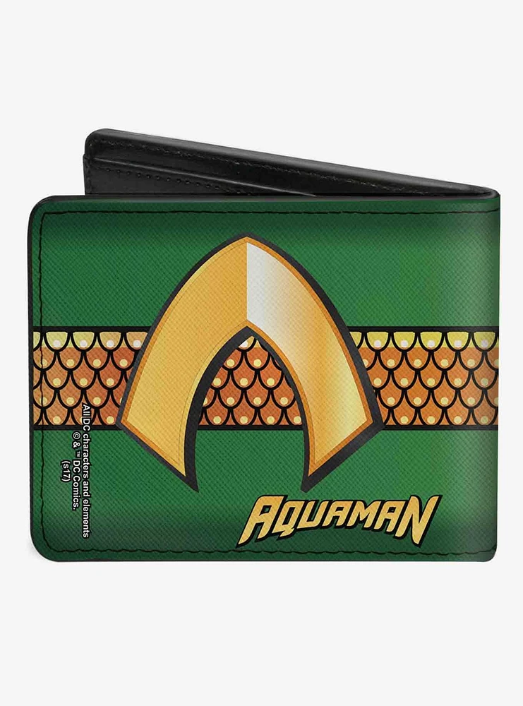 DC Comics Aquaman Classic Icon Scales Stripe Bifold Wallet