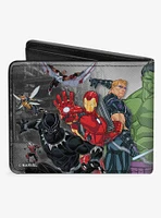 Marvel Avengers 11 Character Group Pose Buildings Bifold Wallet