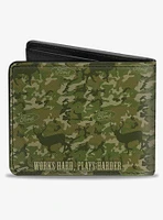 Ford Truck Works Hard Plays Harder Deer Hunter Camo Olive Bifold Wallet