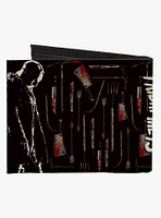 Friday The 13th Jason Machete Pose Bloody Tools Canvas Bifold Wallet