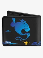 Disney Aladdin Genie Lamp Silhouette Pose Clouds Bifold Wallet