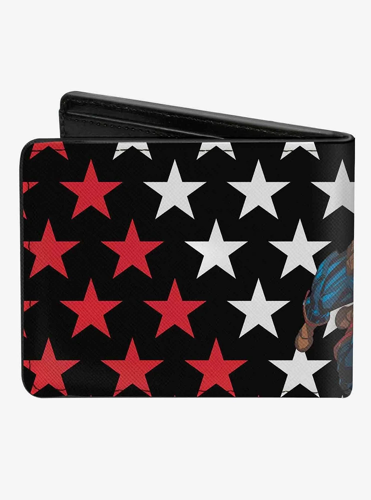 Marvel Captain America Throwing Shield Stars Bifold Wallet