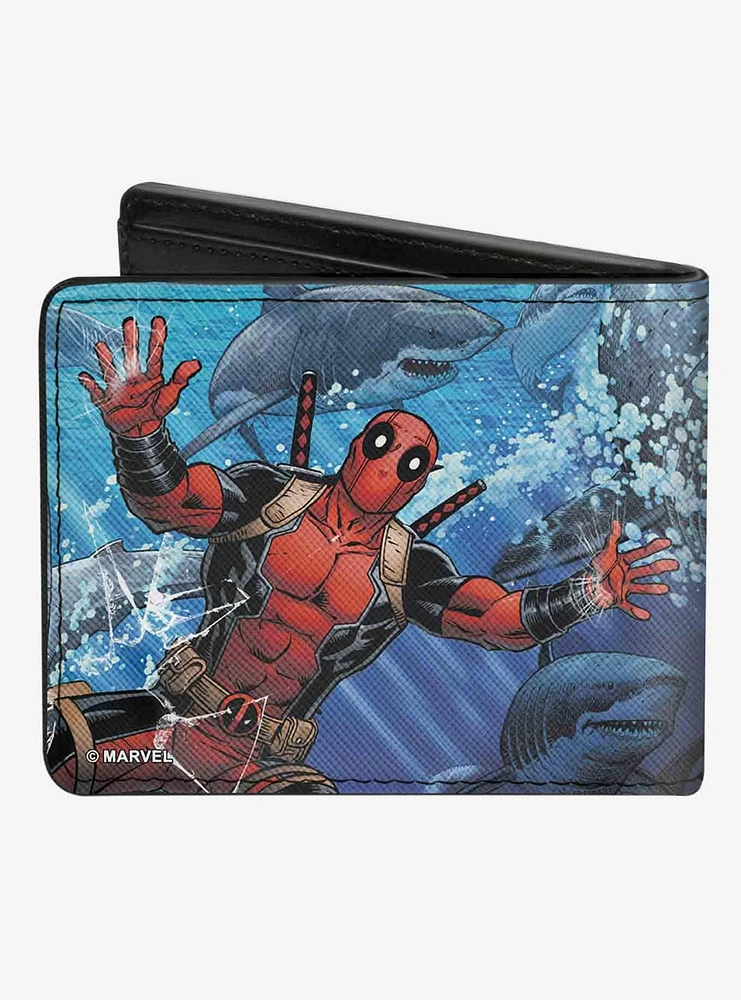 Marvel Deadpool Underwater Shark Scenes Bifold Wallet