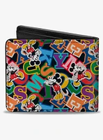 Disney Mickey Mouse Poses and Letters Collage Bifold Wallet