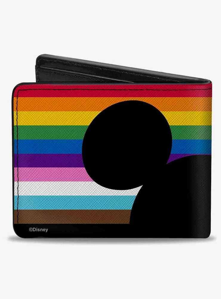 Disney Mickey Mouse Pride Ears Icon Inclusion Rainbow Stripe Bifold Wallet