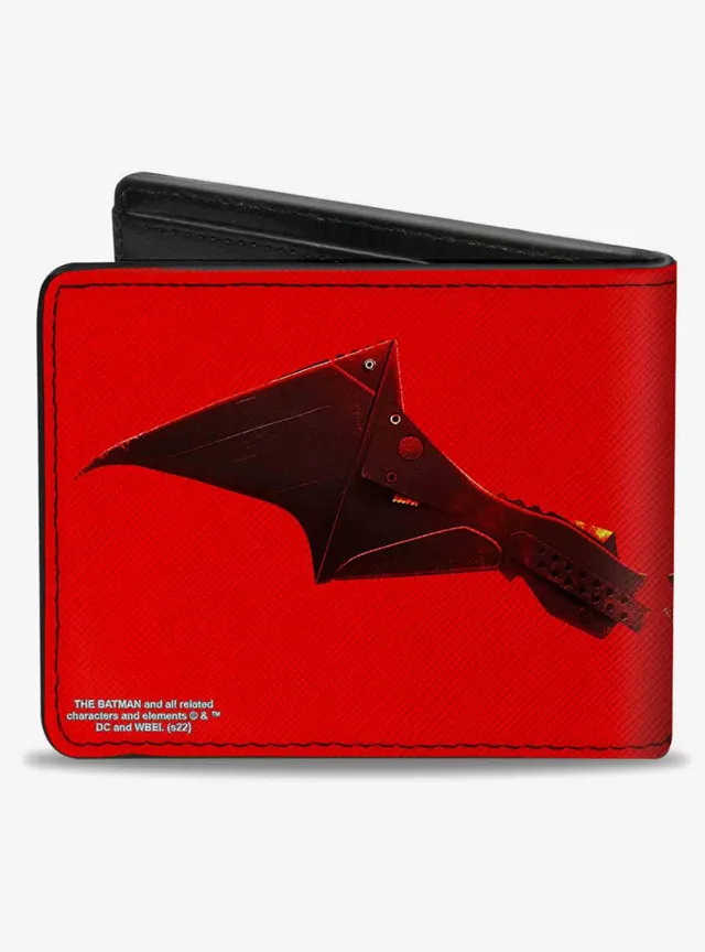 Buckle-Down DC Comics Batman Signal Bat Monogram Distressed Men's Vegan  Leather Bifold Wallet