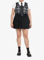 Social Collision Argyle Vest Girls Woven Twofer Plus