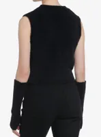 Cosmic Aura Black Fuzzy Girls Vest With Arm Warmers