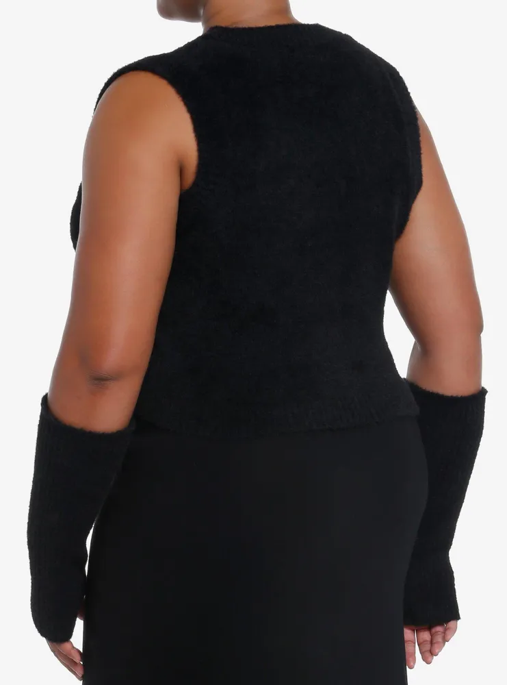 Cosmic Aura Black Fuzzy Girls Vest With Arm Warmers Plus