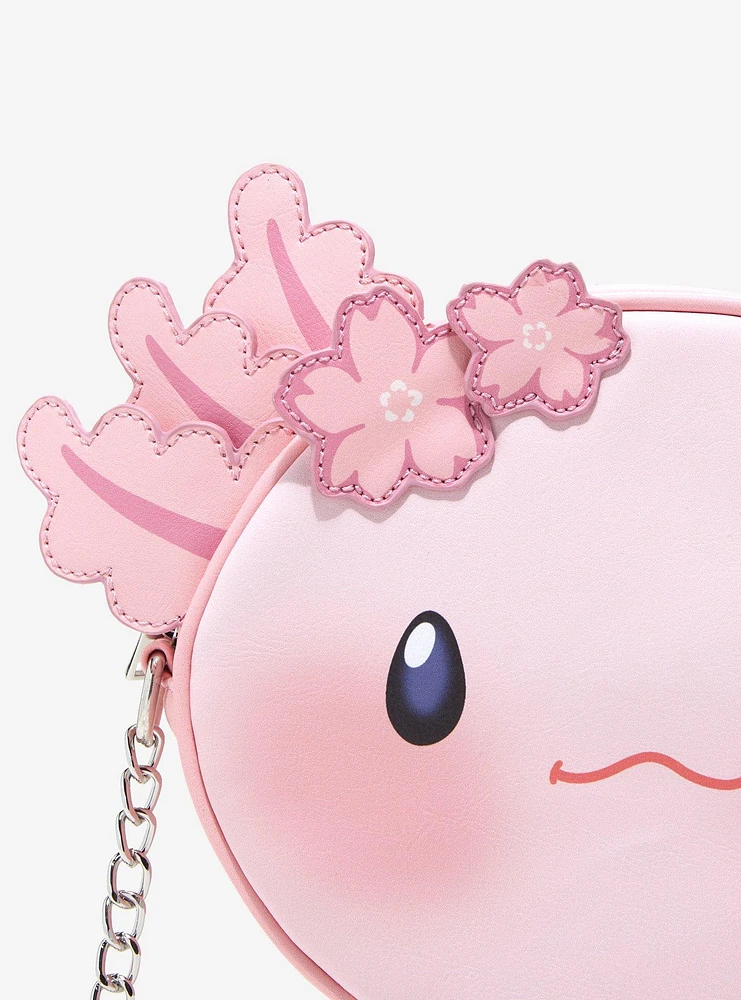 Pink Axolotl Sakura Crossbody Bag