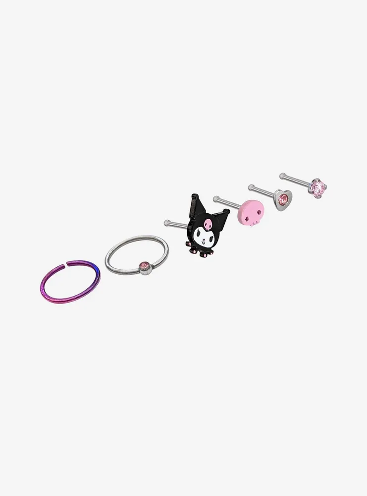 Steel Kuromi Skull Nose Stud & Hoop 6 Pack