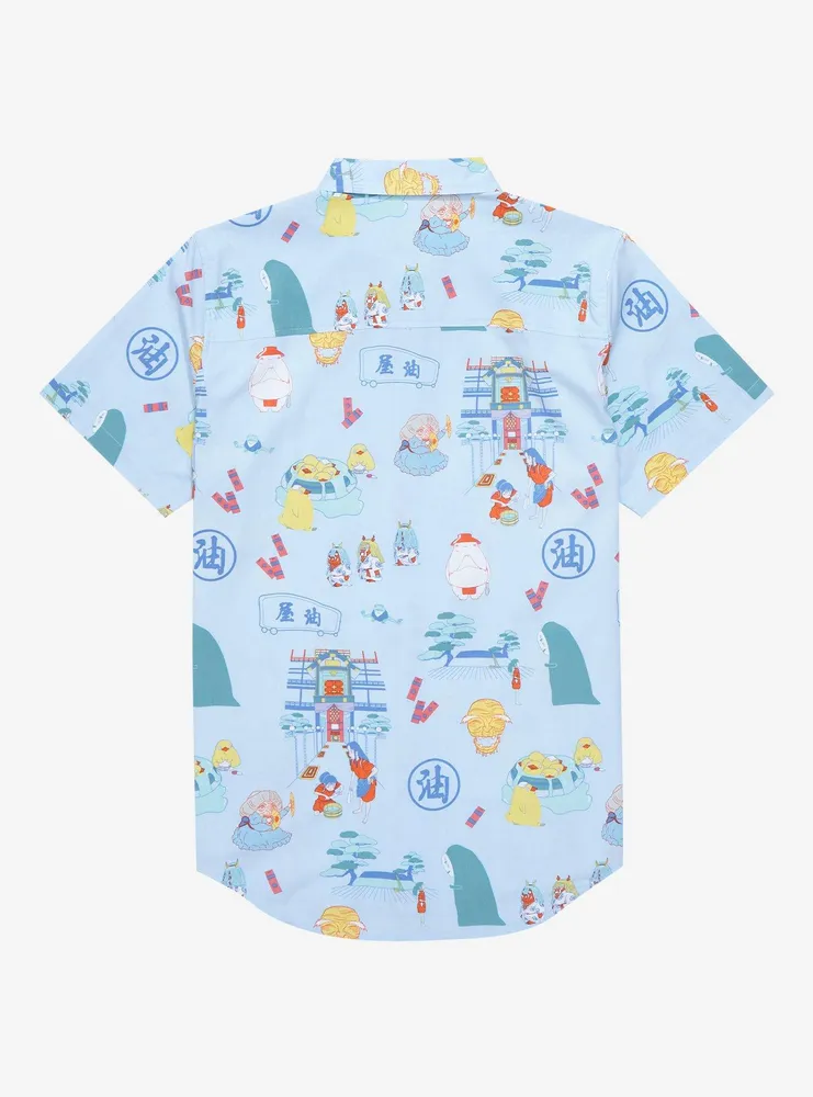 Studio Ghibli Spirited Away Tonal Icons Allover Print Woven Button-Up - BoxLunch Exclusive