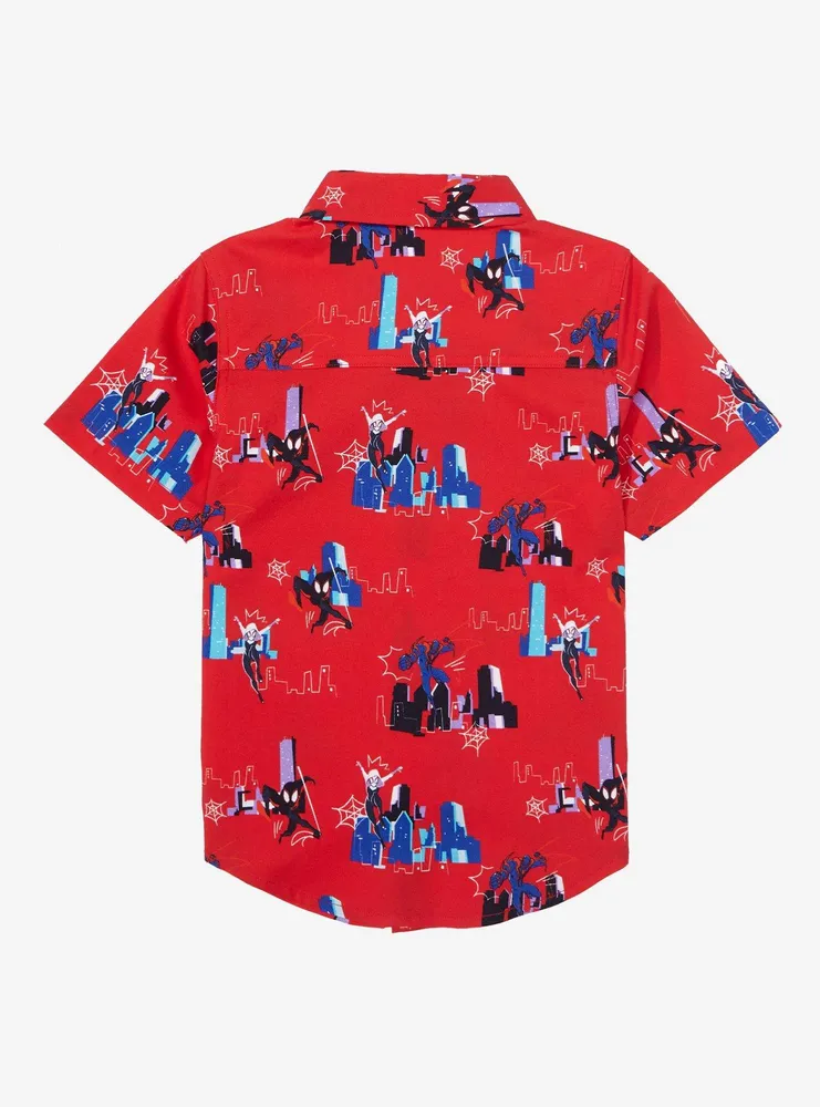 Marvel Spider-Man: Across the Sider-Verse Miles Morales Allover Print Toddler Woven Button-Up - BoxLunch Exclusive