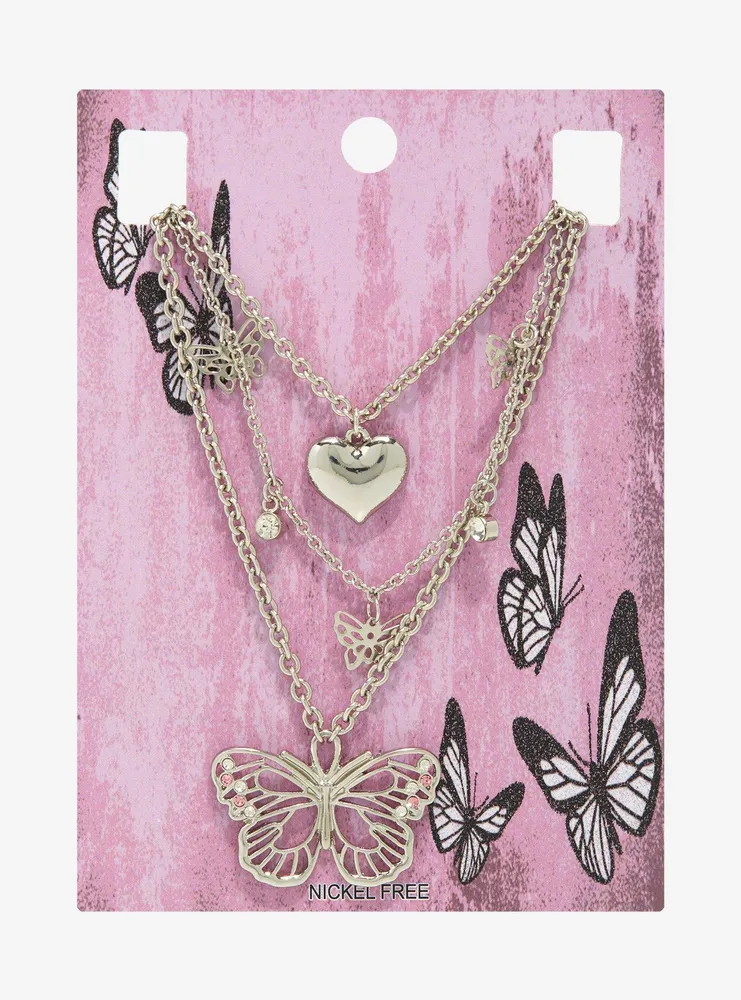 Butterfly Heart Necklace Set