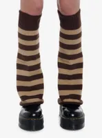 Brown Stripe Knit Legwarmers