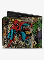 Marvel Avengers Comics Retro Avengers Group Pose With Comics Books Bifold Wallet