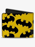 DC Comics Batman Bat Signal Scattered Yellow Black Bifold Wallet