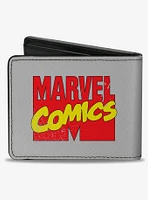 Marvel Avengers Retro Marvel Comics Superhero Pose Blocks And Title Logo Bifold Wallet