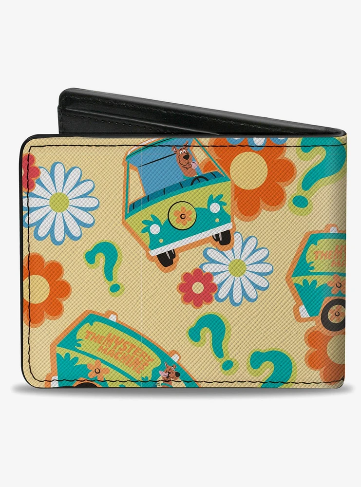 Scooby-Doo! Mystery Machine And Flowers Collage Bifold Wallet