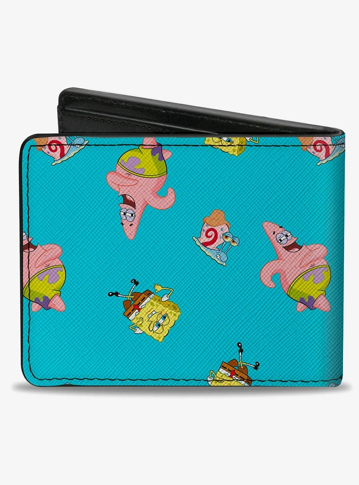 Spongebob Squarepants Patrick And Gary Poses Scattered Bifold Wallet