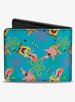 Spongebob Squarepants Patrick And Gary Joy Poses And Flowers Bifold Wallet