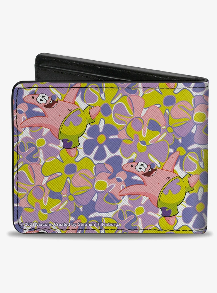 Spongebob Squarepants Patrick Starfish Sea Flowers Pose Colla Bifold Wallet