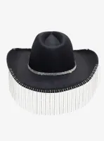 Black Rhinestone Fringe Cowboy Hat