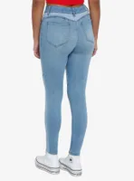 Blue Denim Patchwork Skinny Jeans Plus