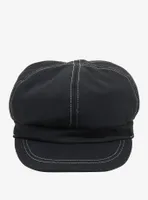 Black & White Contrast Stitch Cabbie Hat