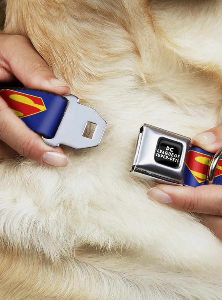 DC League Of Super-Pets Superman Shield Logo Seatbelt Buckle Pet Collar