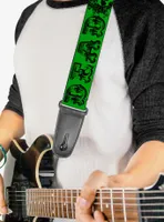 Grateful Dead Skull Roses Green Guitar Strap