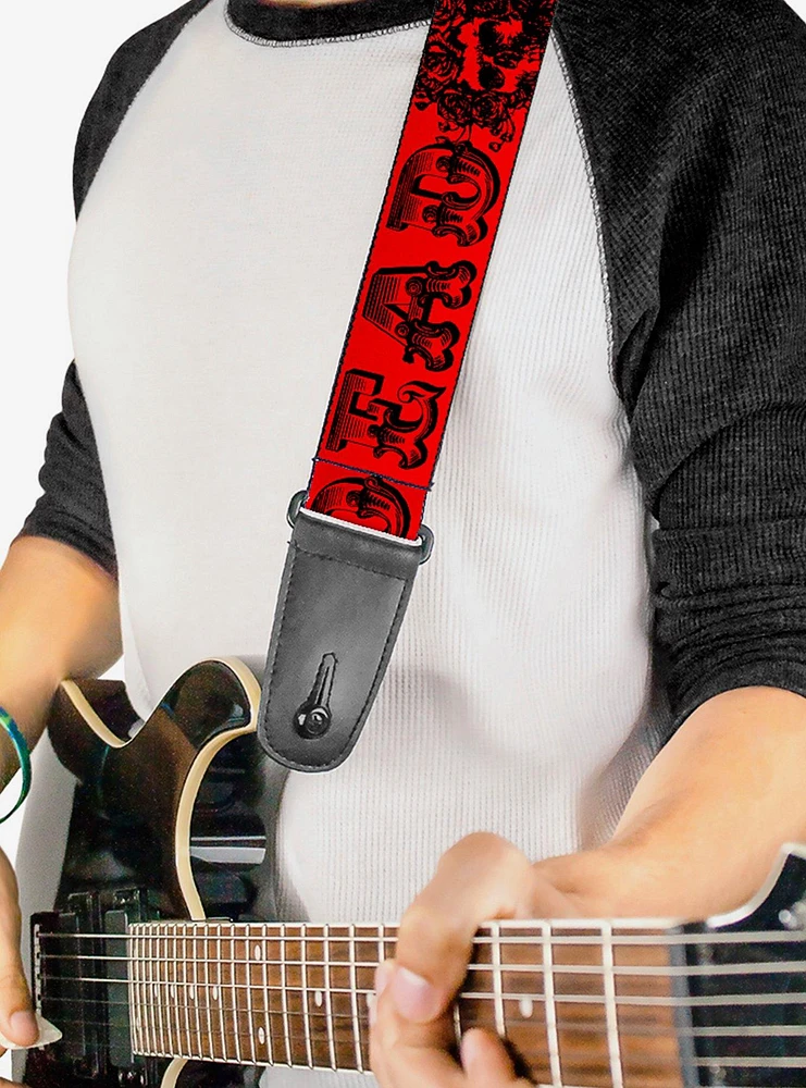 Grateful Dead Skull Roses Red Guitar Strap