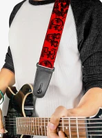 Grateful Dead Skull Roses Red Guitar Strap