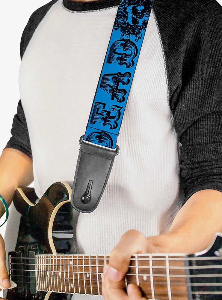 Grateful Dead Skull Roses Turquoise Guitar Strap