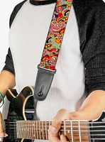 Dancing Catrinas Collage Multi Color Guitar Strap