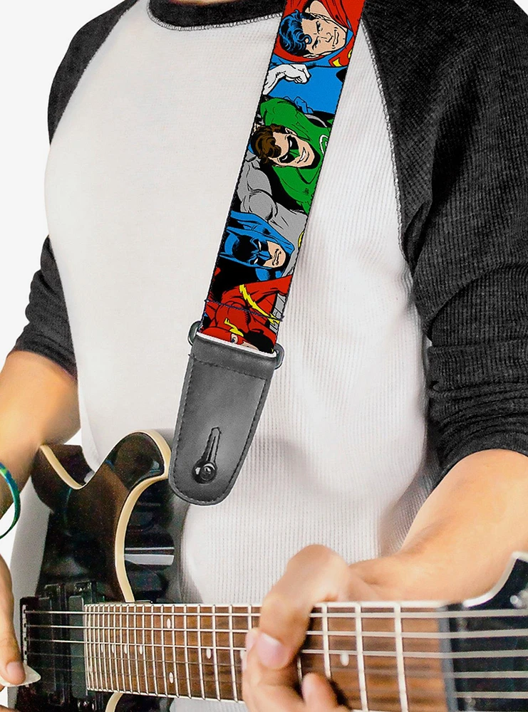 DC Comics Justice League Superheroes Close Up New Guitar Strap