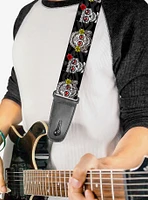 The Lovers Skulls Los Novios Black Guitar Strap